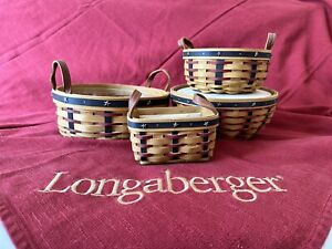 Longaberger 2004 Proudly American Bskt Set: Darning, Button, Salt/pepper & Bowl