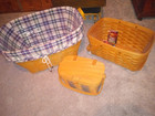 Vintage Collector Longaberger Lot of 3 baskets, Liners, Protectors 2000 & 1992