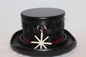 LONGABERGER SNOWMAN TOP HAT BASKET,  PROTECTOR, CERAMIC BASE, LID, TIE-ON