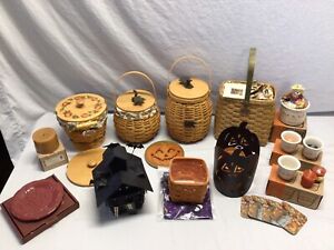 Lot Of Longaberger Fall/Halloween Baskets And Pottery W/Haunted House Basket