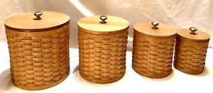 Longaberger Basket Warm Brown Canister w/ Lids Plastic Protectors 25-pc Set