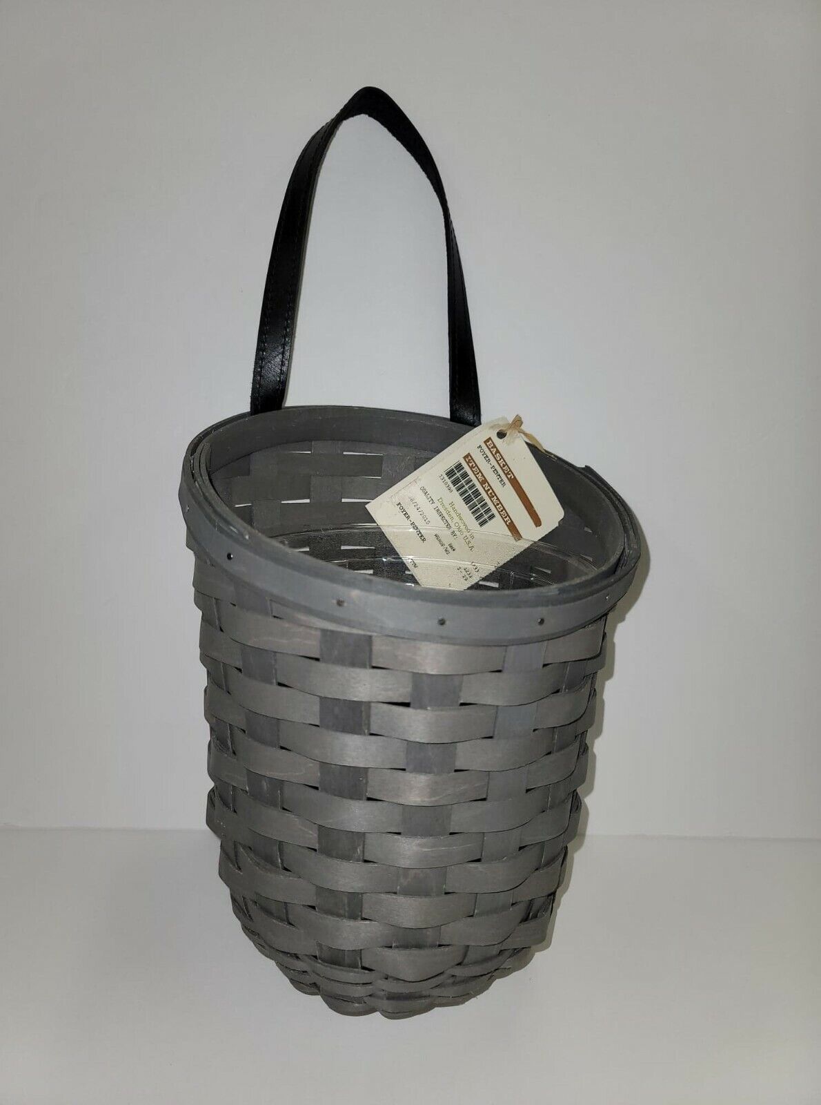 Longaberger 2015 Foyer Basket Leather Loop Hanging Pewter Gray Basket Set +Pro