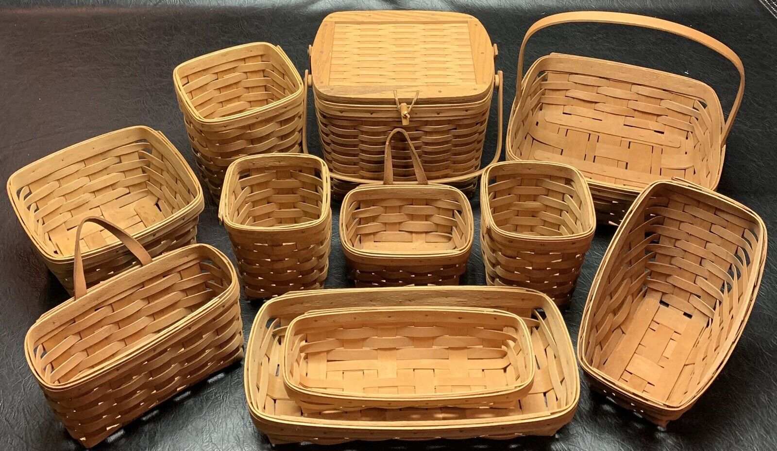 Longaberger Basket lot of 11 Great Condition 1980 To 1992 Signed All Vintage