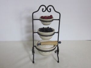 Longaberger CC Mini WI Mixing Bowl Stand + Bowls with Berries and Dough