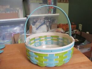 Longaberger 2016 Turquoise Celadon Green EASTER Basket w Protector plus extras