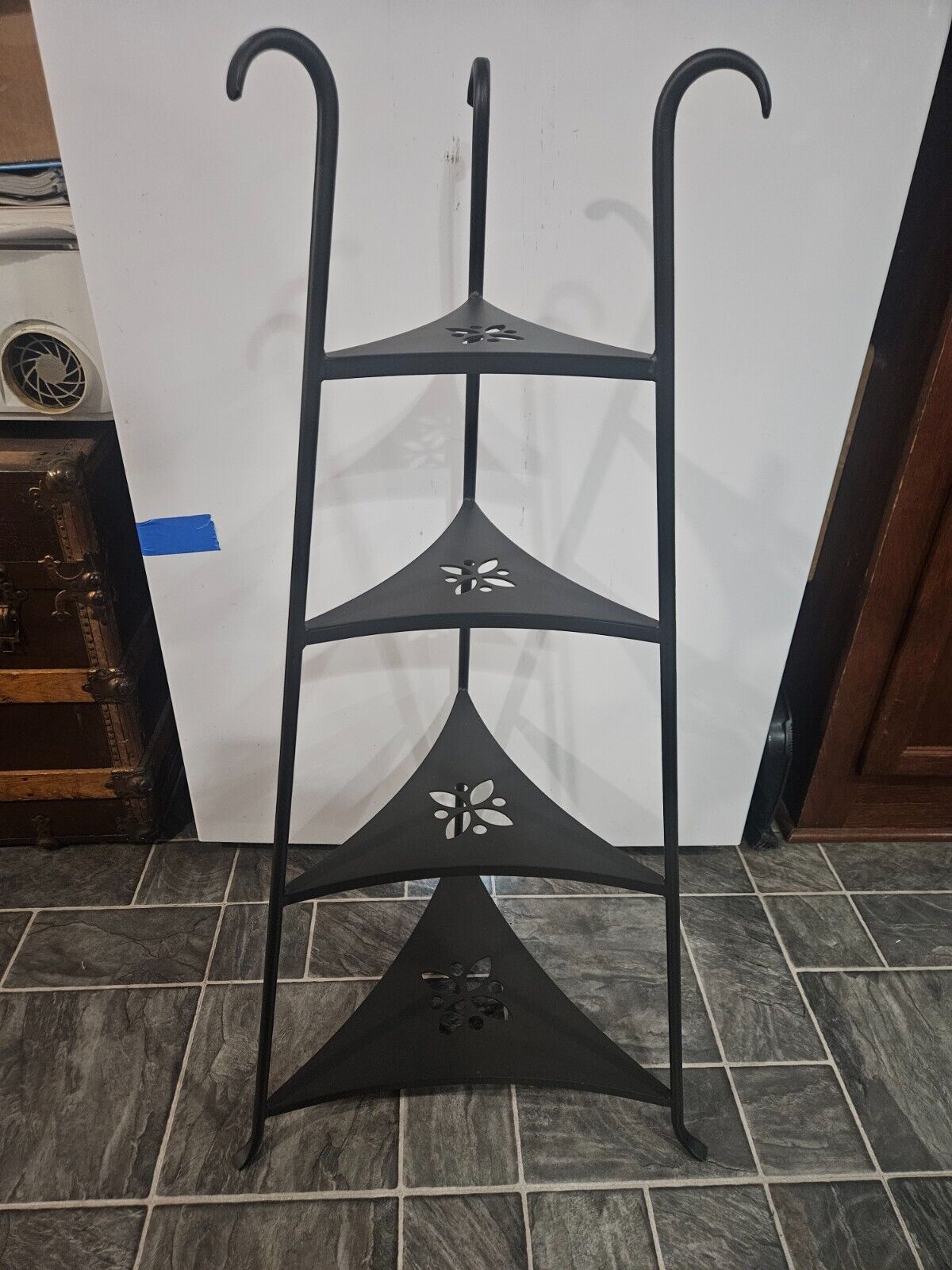 LONGABERGER Wrought Iron 4-Tier Corner Bowl Basket Stand 42" High