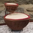 RARE LONGABERGER Triangle Bowl Basket Set Iron Stand ChipDip