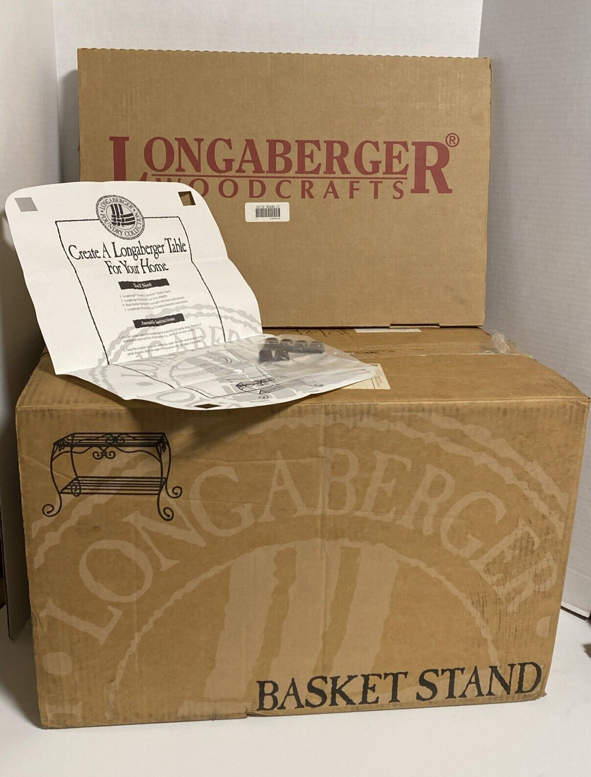 LONGABERGER WROUGHT IRON Basket Stand TABLE WITH TOP SHELF *NEW OS* Yuletide