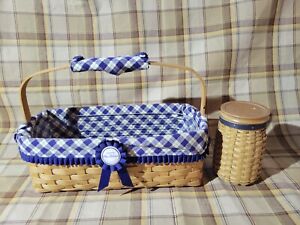 Longaberger Blue Ribbon Canning Basket with Blue Ribbon Pride Bank