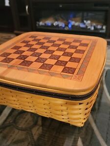 Longaberger 2001 Chess Checkerboard Basket solid Pewter "MINT" Chess set!  A-11