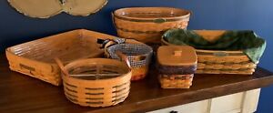 LOT OF 6 LONGABERGER BASKETS, tray hospitality family woven memories fathers day