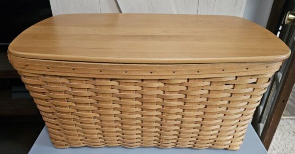 Vintage Longaberger Hope Chest Basket w/ Protective Plastic Liner Lid Very Nice!