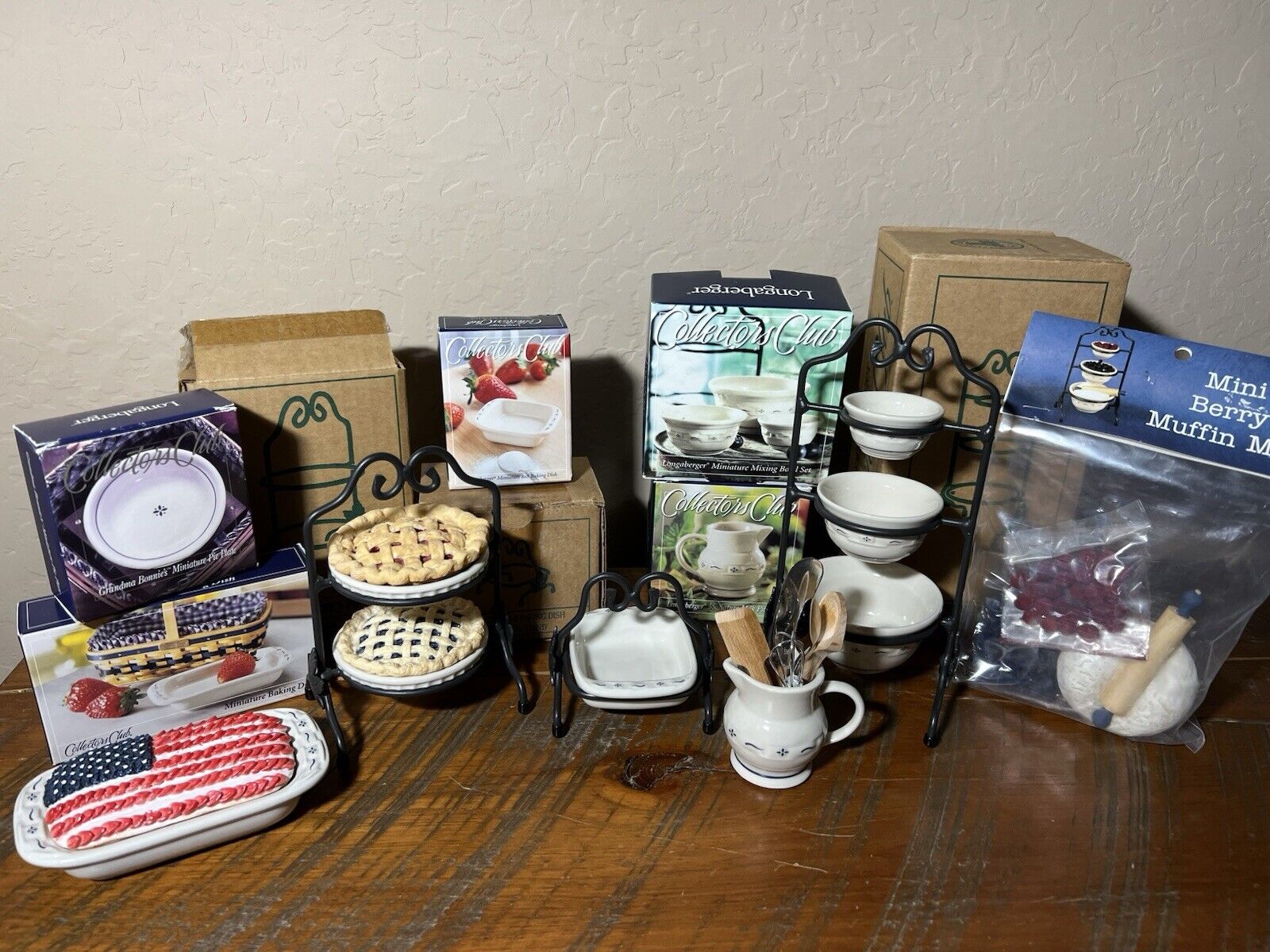 Longaberger Miniature Collectors Club Pottery, Wrought Iron and Accessories