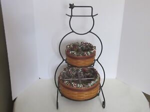 Longaberger Wrought Iron Small Snowman + 2 Baskets + Prot + Liners ~Complete Set