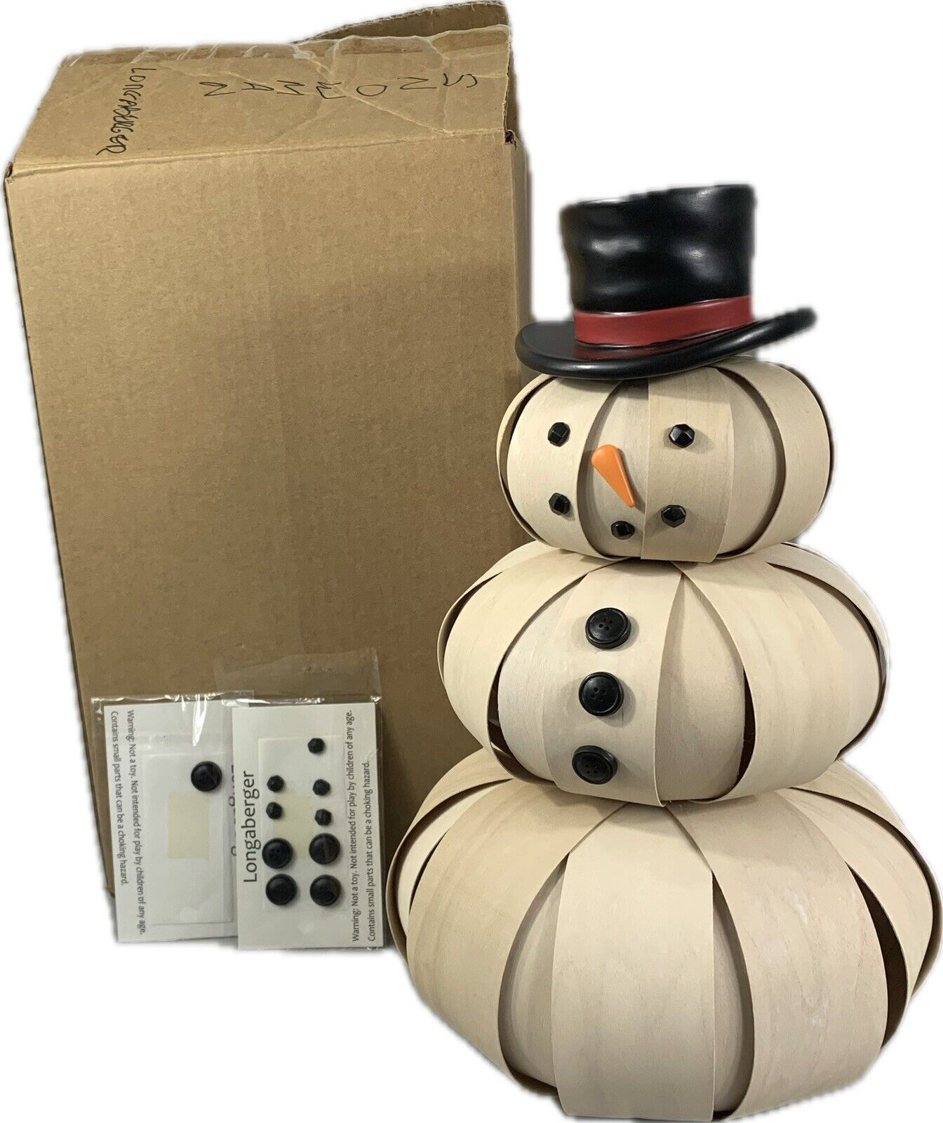 Longaberger Signed Large Top Hat Snowman Basket  # 12717 with Original Box