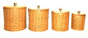 2003-2004 Longaberger Basket Wooden Lids, Protectors & Lids 16-Pc  Canister Set