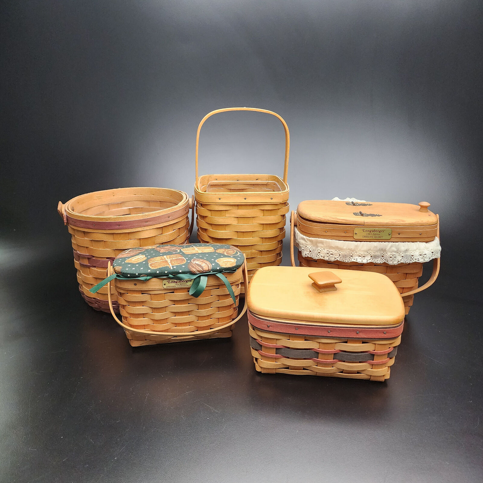 Collector Longaberger Lot of 5 Mixed Nice Baskets ?? Decor Vintage
