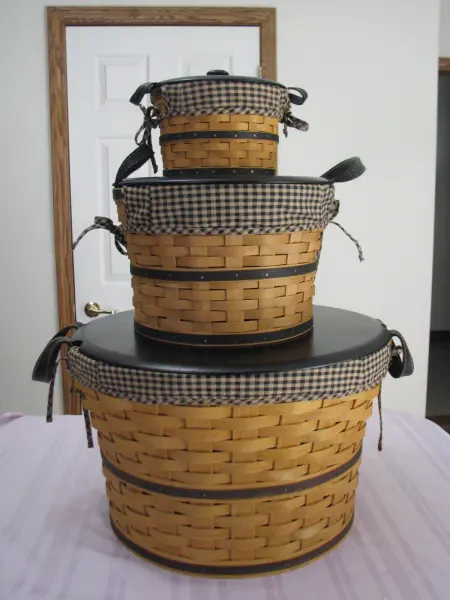 LONGABERGER 2005 SMALL,MEDIUM & LARGE BUSHEL BASKETS COMBO