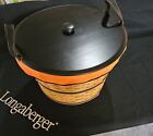 Longaberger 2005 Large Bushel Halloween Boo Liner, Wood Lid, Leather Handles