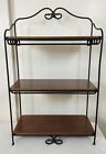 Longaberger Foundry Wrought Iron 3 Tier Bread Basket Rack w/ Deep Brown Shelves