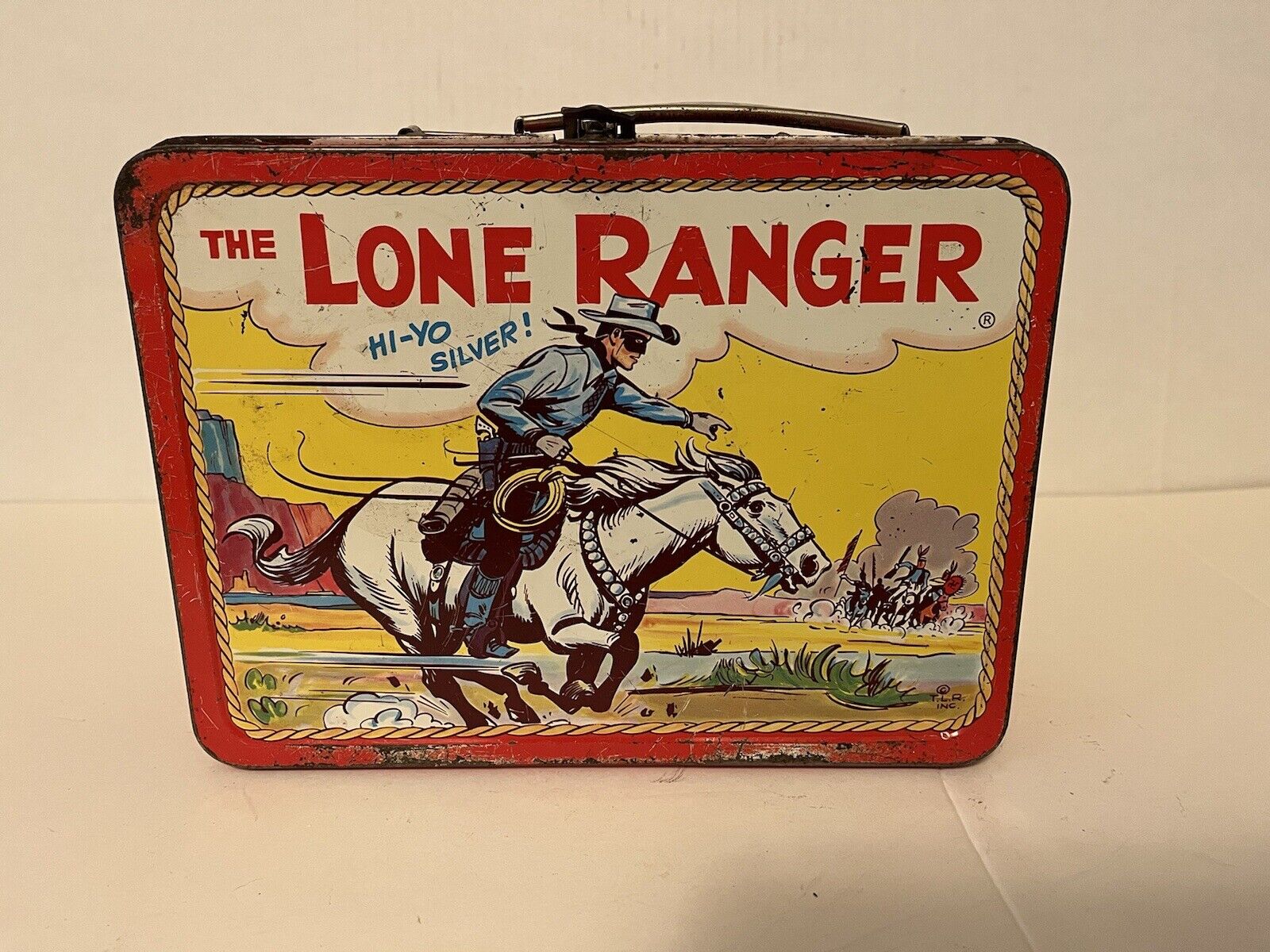 Vintage Lone Ranger Lunchbox 1954. Red Band By ADCO Liberty.