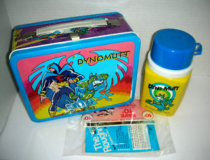 VINTAGE 1976 DYNOMUTT & BLUE FALCON LUNCHBOX AND 2024 MATCHING THERMOS