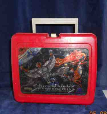 Lunch Box Silver Hawks Characters 1986 Vintage Thermos brand Red Plastic