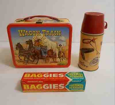 1964 Vintage Rare Wagon Train Lunchbox Thermos Nr Mint C9.5 w/Rare baggies Tags