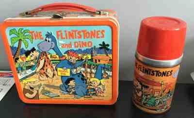 VINTAGE 1962 The FLINTSTONES METAL 1ST YEAR LUNCH BOX & THERMOS 