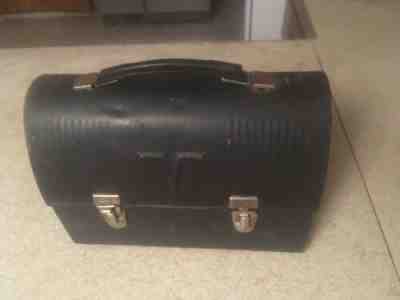 Vintage (Thermos Brand) Metal Lunch Box Dome Top Black Old Worker Tool Decor