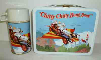1969 Vintage CHITTY CHITTY BANG BANG metal LUNCH BOX and THERMOS -- near mint
