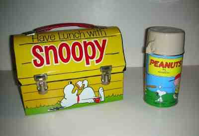 SNOOPY Peanuts Vintage Original Metal DOME Lunch Box w/Thermos 1968 FaNtAsTiC!!!