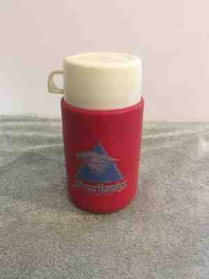 Vintage Silver Hawks Red Plastic Lunchbox Thermos 1986