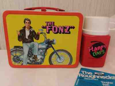 VINTAGE NEAR MINT/ UNUSED 1976 HAPPY DAYS METAL LUNCHBOX & THERMOS