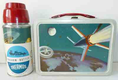 1958 Vintage SATELLITE metal LUNCH BOX &THERMOS -- Excellent Condition
