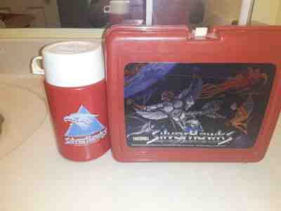 1986 Vintage  SILVER HAWKS Lunch Box Thermos Red Plastic Complete set