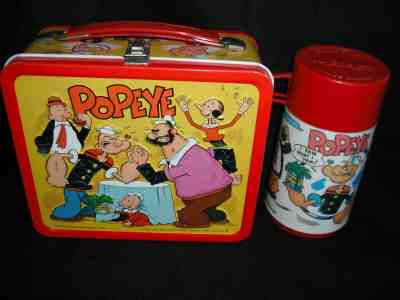 1980 Popeye Lunch Box & Thermos * Vintage Excellent * Lunchbox Sailor Man Bluto 