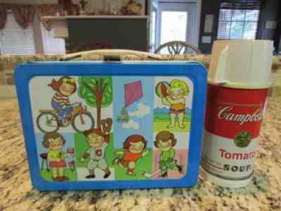 VINTAGE NICE VERY RARE 1973 CAMPBELL'S KIDS METAL LUNCHBOX & THERMOS