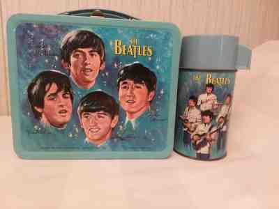 Vintage 1965 Near Mint The Beatles Metal Lunch Box & Thermos , Aladdin.. 