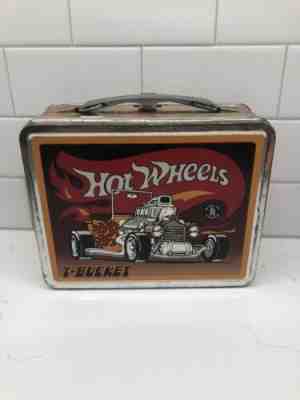Vintage Mattel Hot Wheels T-Bucket Tin Lunch Box Thermos Brand Wear&rust New