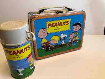 Vintage Peanuts University Lunch Box and Thermos Bottle