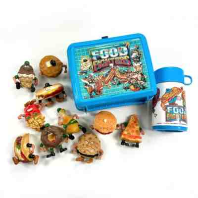 Mattel 1988 Vintage Food Fighters Aladdin Lunch Box Thermos Action Figures