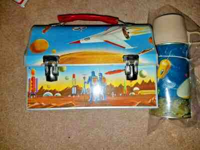Rare NOS UNUSED Astronaut Satellite 1960 Vintage Dome Lunchbox w/ Thermos 