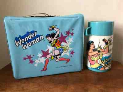 Vintage 1977 Wonder Woman Lunch Box w/ Thermos Vinyl with Tag Old Store Stock