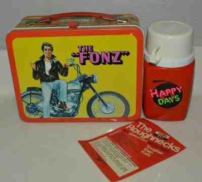 1976 Vintage UNUSED Happy Days THE FONZ Metal Lunchbox & Thermos Minty RARE TAG