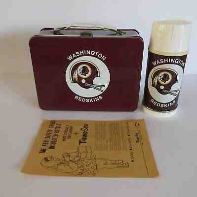 1973 Vintage Rare Washington Redskins Lunchbox thermos w/Rare insert Nr Mint C9+