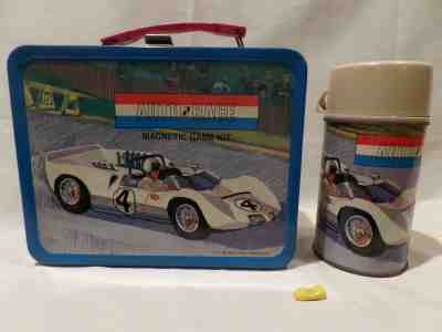 Vintage King Seeley Thermos Auto Race Magnetic Game Kit Lunch Box 1967 