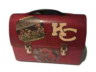 Vintage Custom Chiefs NFL Lunch Box American Thermos Brand Aluminum Used