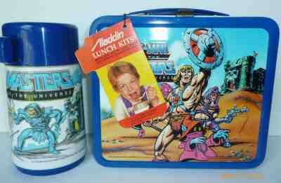1984 Vintage HE-MAN and MASTERS of the UNIVERSE Metal LUNCH BOX and THERMOS
