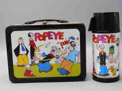 VINTAGE 1962 UNIVERSAL POPEYE METAL LUNCHBOX & ULTRA RARE THERMOS RARITY R9 & 10